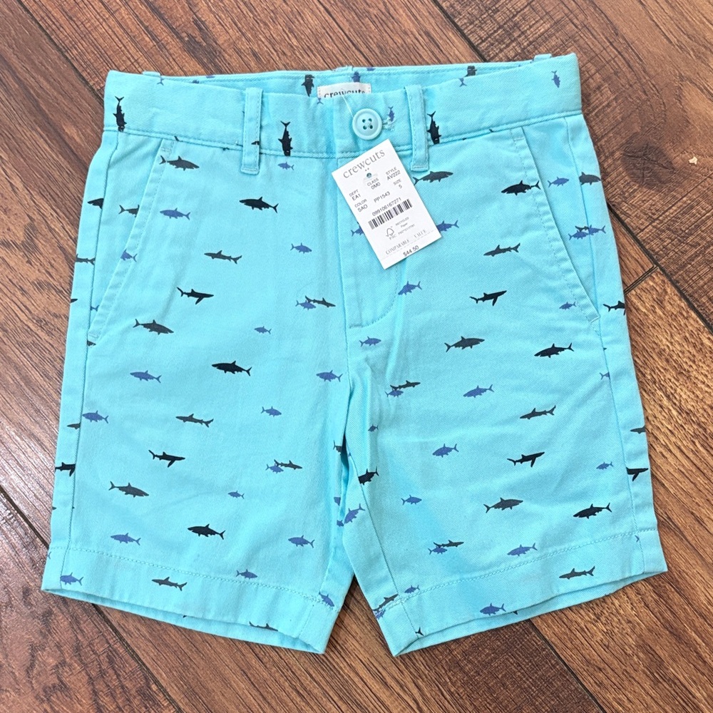 Crewcuts Kids Aqua Shark Print Shorts